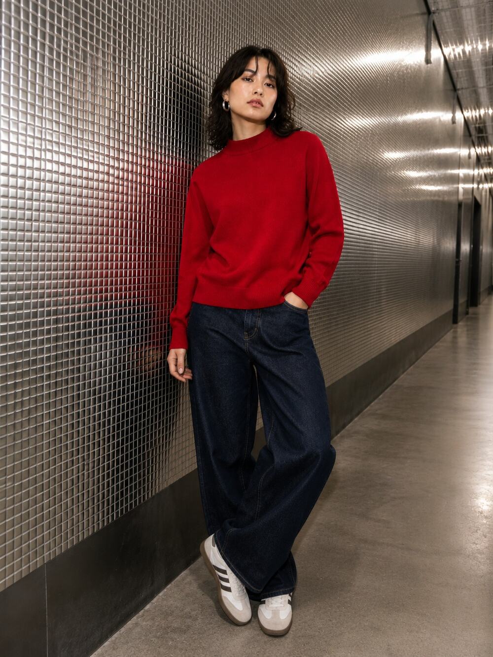 Goodclothes Red Mock Neck Sweater Size Medium